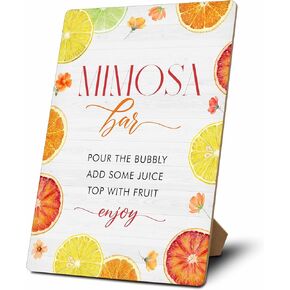 Mimosa Bar Sign, Mimosa Bar Supplies, Champagne Brunch Decor, Lemon Wooden Tabletop Sign With Stand, Mimosa Bar Decor For Bridal Shower Baby Shower Wedding Birthday Christmas Party, 18