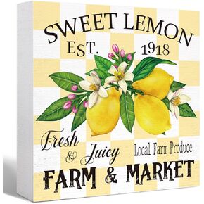 Farm Fresh Oranges Wood Box Sign Farm Oranges Wooden Block Sign Desk Décor for Home Farm Kitchen Office Desk Cubicle Table Shelf Tabletop Décor,Summer Farm Oranges Sign Decor