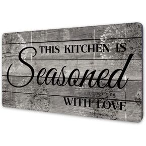 Rustic Kitchen Decorations Wall Art, Farmhouse Kitchen Decor-This Kitchen is Seasoned with Love-Printed Wood Plaque Kitchen Signs Wall Decor 16" x 8"