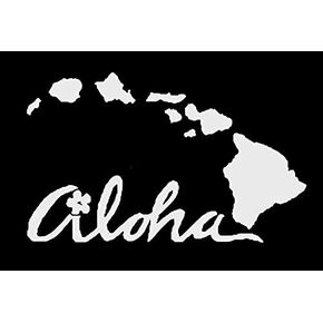 Hawaii Islands Aloha Decal |White | Made in USA by Stick This! | Sticker for Car or Truck Windows, Laptop, Water Bottle, Tablets etc. | 4.5" x 2.75" |
