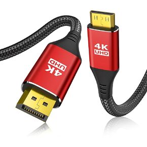 كابل DisplayPort إلى Mini HDMI بطول 10 أقدام، 4K DP إلى Mini HDMI سلك أحادي الاتجاه، يدعم 4K@30 هرتز، 2K@120 هرتز فيديو UHD، لـ AMD، NVIDIA، KYY، ARZOPA، VILVA، MNN، شاشة محمولة in Kuwait