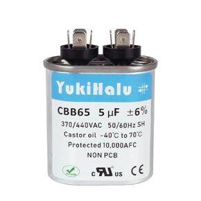 YukiHalu 10uF MFD 370/440/450VAC CBB65 Oval Motor Run Start Capacitor, AC Capacitor for Air Conditioner, Compressor, Fan Motor, Heat Pump, Condenser Motor, HVAC Capacitor