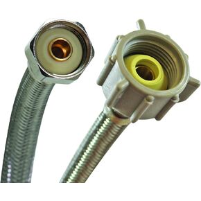Fluidmaster B4T16U Toilet Connector With Size Adaptors, Braided Stainless Steel - 3/8 Compression, 7/16 Compression, 1/2 Compression, or 1/2 F.I.P. Thread x 7/8 Ballcock Thread, 16-Inch Length, Iron