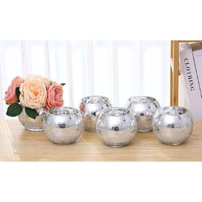 Set of 6 Bling Vase Crack Pattern Gold Vase Mercury Silver Vase for Party, Event's, Wedding Centerpiece Vase (Large, Silver) in Kuwait