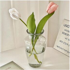 8.3" Tall Glass Vase,Clear Vase,Flower Vase for Flowers, Centerpieces, Home Decor,Ins Style