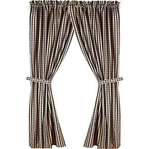 Heritage House Check Black and Nutmeg 72" x 15.5" Lined Cotton Valance by Raghu