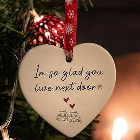 LILITHKISS Acrylic Heart Hanging Ornament - 2.4 x 2.2 Inch | Birthday Christmas Holiday Thank You Gifts for Women Friends Family Coworker Classmate (I Wish You Lived Next Door)