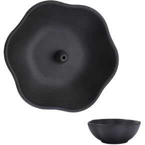 MIUPOO Ceramic Incense Holder and Burner with Insulation use for Coil Incense or Sage Incense Cones,Insence-Stick Holder for Yoga Spa and Meditation Anti Scald,Black