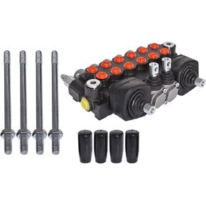 6 Spool Hydraulic Backhoe Directional Control Valve with 2 Joysticks 11 GPM for Tractor Loader Motors Spool Double Acting SEA Ports