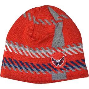 47 Washington Capitals Old Time Hockey (OTH) Cuffless Rugby Stripe Beanie Hat - NHL Knit Skull Cap Team Color