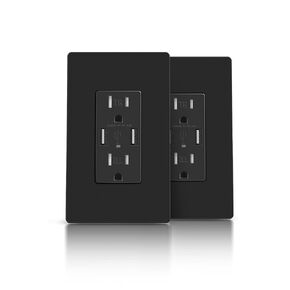 2Pack USB Wall Outlet, Receptacle Outlet with 4.8A Charging Capacity, 15A Tamper Resistant Electrical Socket, Screwless Wall Plate Included, UL & FCC Approved, White