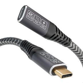 USB C Extension Cable, (3.3Ft/1M/20Gbps/100W), USB C 3.2 Extender Nylon Type C Male to Female Cord Charging & Transfer Compatible with PSVR2/Macbook/iPad Pro/USB C Hub/Magsafe Charger/iPhone15