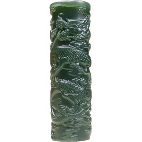 China Natural Hetian Nephrite Green Jade Carved Royal Dragon Pendant Amulet