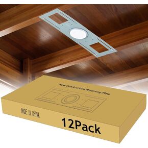 12 Pack New Construction Rough in Plate Pre Mounting Bracket for 3 / 4 /6 inch Recessed Wafer LED Lights, 26 Inch Length, Shallow Recessed Light Housing, Galvanized Metal Sheet