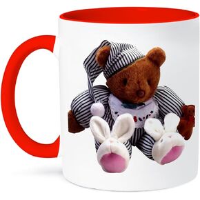 3dRose Teddy Bear-Two Tone Blue Mug, 11 oz, Multicolor