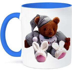 3dRose Teddy Bear-Two Tone Blue Mug, 11 oz, Multicolor
