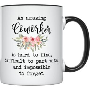 YouNique Designs Coworker Mug, 11 Ounces, Going Away Mug For Coworker, Goodbye Gifts For Coworkers, New Job Gifts For Women (Black Handle)