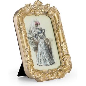 5x7 Picture Frames Vintage Photo Frame with Glass Front Antique Picture Frame for Tabletop Wall Hanging (5x7, Gold & Black)