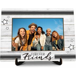 Friends Picture Frame Gifts, Wooden Friendship Photo Frame Gift for Women Sister Friend Bestie, Forever Friend Picture Frames Gifts for Birthday Christmas Graduation -06
