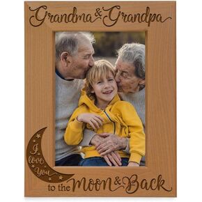 KATE POSH Grandma & Grandpa, I Love You to the Moon and Back - Grandparents Day, from Granddaughter, from Grandson (4x6-Horizontal)