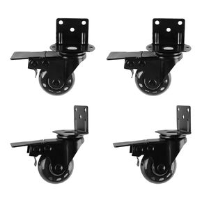 Set of 4 Caster Wheels, 3" L-Shaped Bracket Casters, Swivel Castor, Furniture Caster with Brakes for Cots, Flower Stands, Desks, 600 lbs Loading Capacity