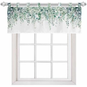 Purple Eucalyptus,Romantic Elegant Flower Leaves Herbs Tab Top Valances for Windows, Short Window Treatment Vanlance Curtains & Drapes for Kitchen Living Room Bathroom Bedroom Cafe 42'' x 12''