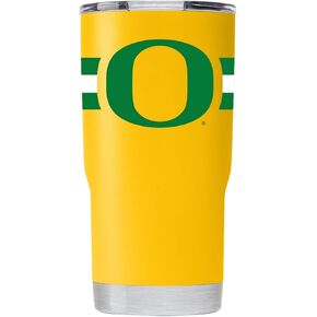 Gametime Sidekicks Oregon 20oz Yellow Tumbler - Officially Licensed, 18/8 Stainless Steel, Double-walled, Vacuum-insulated, UV LED Printed Logos, Sweatless, Stays Hot/Cold - 360 Wrap