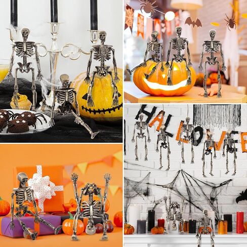 24 قطعة من تماثيل الهيكل العظمي الصغيرة، تماثيل هيكل عظمي بلاستيكية صغيرة قديمة لتزيين الحرف اليدوية، تماثيل هيكل عظمي للهالوين لديكور لوازم الحفلات in Kuwait