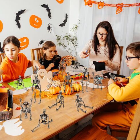 24 قطعة من تماثيل الهيكل العظمي الصغيرة، تماثيل هيكل عظمي بلاستيكية صغيرة قديمة لتزيين الحرف اليدوية، تماثيل هيكل عظمي للهالوين لديكور لوازم الحفلات in Kuwait