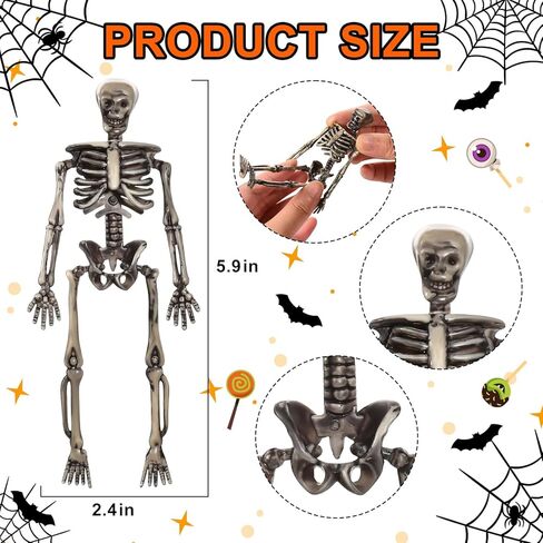 24 قطعة من تماثيل الهيكل العظمي الصغيرة، تماثيل هيكل عظمي بلاستيكية صغيرة قديمة لتزيين الحرف اليدوية، تماثيل هيكل عظمي للهالوين لديكور لوازم الحفلات in Kuwait