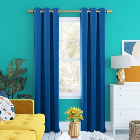 Sun Zero Halton Bright Vibes Total Blackout Grommet Curtain Panel, 40" x 84", Classic Blue in Saudi Arabia