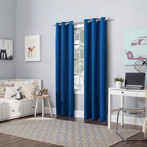 Sun Zero Halton Bright Vibes Total Blackout Grommet Curtain Panel, 40" x 84", Classic Blue in Saudi Arabia