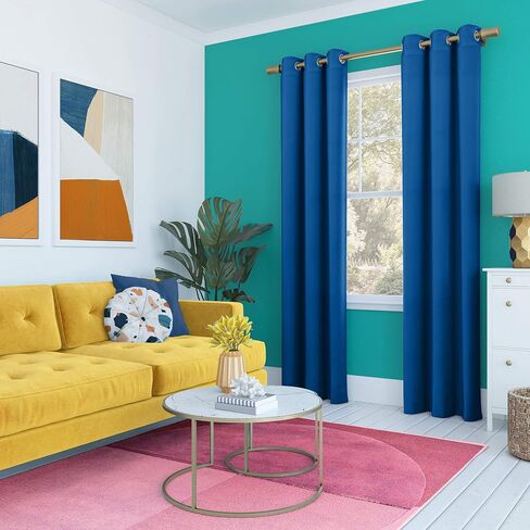 Sun Zero Halton Bright Vibes Total Blackout Grommet Curtain Panel, 40" x 84", Classic Blue in Saudi Arabia