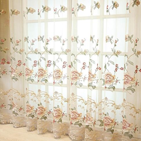 Grommet Top European and American Luxury Embroidered Semi Blackout Window Treatments Living Room Decoration Curtain Draperies Ring Process 1 Panel 39Wx84L inch in Saudi Arabia