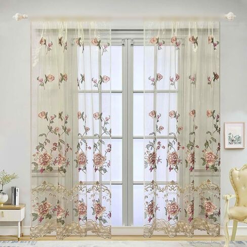 Grommet Top European and American Luxury Embroidered Semi Blackout Window Treatments Living Room Decoration Curtain Draperies Ring Process 1 Panel 39Wx84L inch in Saudi Arabia
