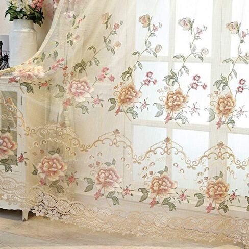 Grommet Top European and American Luxury Embroidered Semi Blackout Window Treatments Living Room Decoration Curtain Draperies Ring Process 1 Panel 39Wx84L inch in Saudi Arabia