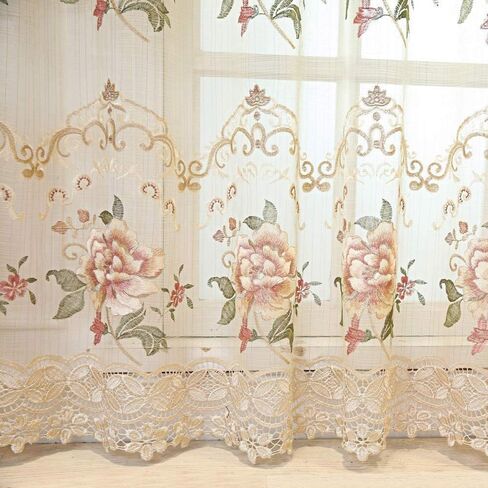 Grommet Top European and American Luxury Embroidered Semi Blackout Window Treatments Living Room Decoration Curtain Draperies Ring Process 1 Panel 39Wx84L inch in Saudi Arabia