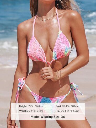 CUPSHE Women's Bikini Sets Two Piece Bathing Suit Halter Neck Low Rise High Cut Cheey Bottom Side Drawstring in Saudi Arabia