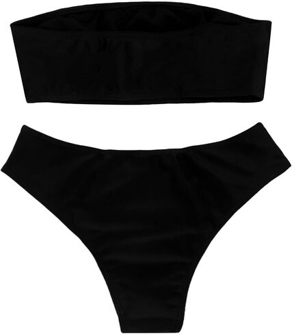 ZGMYC Women's Letter Skull Print Goth Swimsuit 2 Piece Sexy Strapless Bandeau Bikini High Waist Bathing Suit Festival Outfit in Saudi Arabia