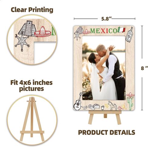 Dubai Travel Picture Frame, 4x6 Dubai Themed Wooden Frame with Easel Stand for Home Decor Tabletop Display, Vacation Honeymoon Gifts for Friends Couples - D07 in Saudi Arabia
