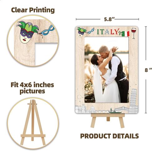 Dubai Travel Picture Frame, 4x6 Dubai Themed Wooden Frame with Easel Stand for Home Decor Tabletop Display, Vacation Honeymoon Gifts for Friends Couples - D07 in Saudi Arabia