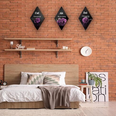 3 قطع ديكور حمام أرجواني ديكور حائط أرجواني مع وردة أرجوانية واقتباسات ملهمة Ctrl Alt Del مزرعة خشبية أرجوانية جدار فني لفتاة النساء مكتب غرفة المعيشة غرفة النوم (وردة أرجوانية 12 × 7 بوصة) in Kuwait