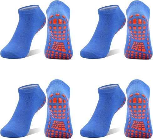 SkiBeaut Non Slip Trampoline Grips Socks Kids Youth Adult Athletic Socks Gripper for Boys Girls Yoga Socks Women Men 4 Pairs in Saudi Arabia