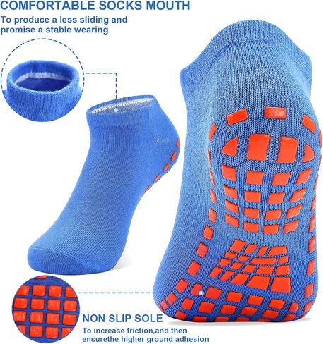 SkiBeaut Non Slip Trampoline Grips Socks Kids Youth Adult Athletic Socks Gripper for Boys Girls Yoga Socks Women Men 4 Pairs in Saudi Arabia