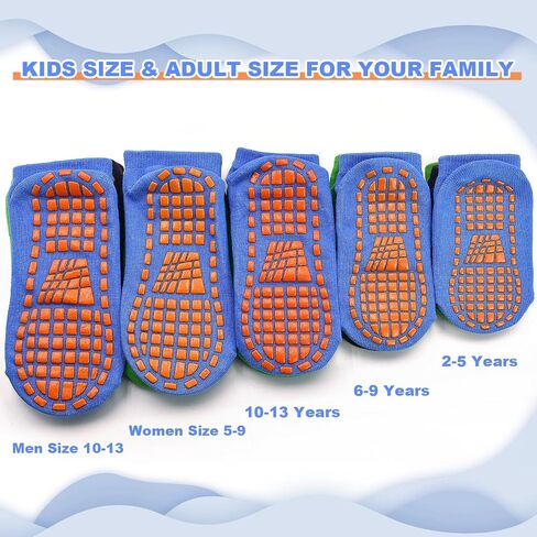 SkiBeaut Non Slip Trampoline Grips Socks Kids Youth Adult Athletic Socks Gripper for Boys Girls Yoga Socks Women Men 4 Pairs in Saudi Arabia