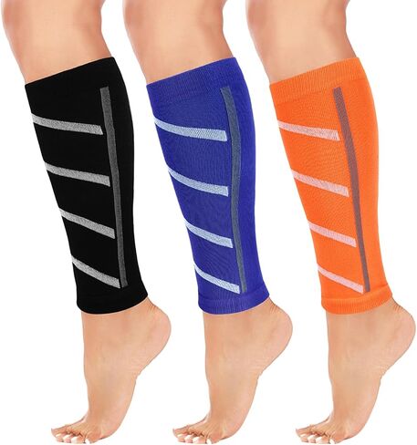 3 Pairs Calf Compression Sleeve for Men and Women Leg Compression Sleeve for Support Running Shin Splints Varicose Veins Pain Relief Cycling White Red Yellow in Saudi Arabia