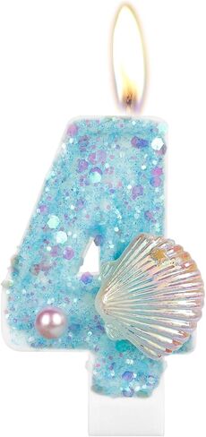 Birthday Candle Number 0, Pink Blue Sequin Candles with Octopus Decorations Happy Birthday Cake Candles for Girls Boys Birthday Party Wedding Anniversary Celebration Supplies in Saudi Arabia