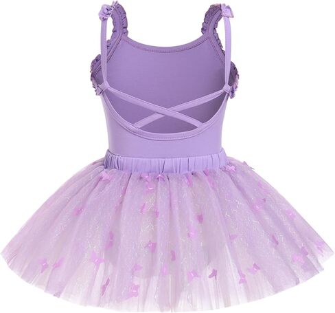 AFAVOM Girls Butterfly Ballet Dance Dress Open Backless Ballet Leotards with Butterfly Dance Tutu Skirt 2PCS Ballerina Outfit in Saudi Arabia