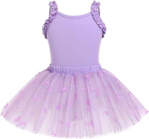 AFAVOM Girls Butterfly Ballet Dance Dress Open Backless Ballet Leotards with Butterfly Dance Tutu Skirt 2PCS Ballerina Outfit in Saudi Arabia