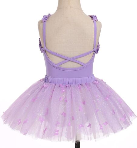 AFAVOM Girls Butterfly Ballet Dance Dress Open Backless Ballet Leotards with Butterfly Dance Tutu Skirt 2PCS Ballerina Outfit in Saudi Arabia